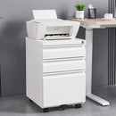 Modern 3-Drawer Mobile Filing Cabinet with Lock, White Metal Office Storage, Legal/Letter Size