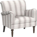 Tan Stripe Accent Chair With Wooden Legs For Living Room