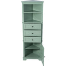 Green Triangle Tall Cabinet with 3 Drawers and Adjustable Shelves for Bathroom, Kitchen or Living Room, MDF Board with Painted Finish