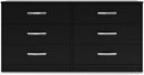 Black Contemporary Six Drawer Dresser Ball Bearing Slides
