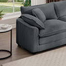 Grey Corduroy 3-Seater L-Shaped Sofa with Ottoman - Comfortable and Stylish for Small Living Rooms