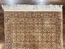Turkish Kayseri Silk Rug 4x6, Hand Knotted Handmade Vintage Allover Pattern, Fine Silk Oriental Carpet 4 x 6 ft, Traditional Rug, Cream