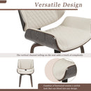 Mid-Century Modern Dining Chair - 360° Swivel, PU Leather, Ergonomic Design, Beige Upholstery, Bentwood Frame, Set of 2