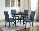 Biony Blue Fabric Dining Chair Set of 2 With Nailhead Trim