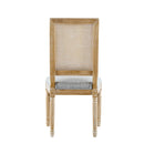 Vintage Inspired French Country Dining Chairs Set - Elegant Cane Backrest & Upholstered Seats - Rustic Weathered Finish - Solid Rubberwood Frame