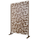 Outdoor & Indoor Privacy Screen Metal Privacy Screen 76' H×48' W, Freestanding Decorative Privacy Screen Brown Steel