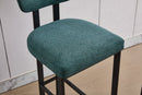 Bar Stools Set of 2, 26 inch Modern Upholstered Fabric Counter Height Barstools, Kitchen Island Chairs with Black Metal Legs for Dining Room/Kitchen Island/Bar