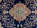 Indo Persian Rug 12x15, Mahal Sarouk Rug 12 x 15, Wool Hand Knotted Vintage Carpet, Navy Blue, Oversized Rug, Center Medallion