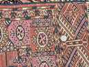 Persian Turkoman Rug 4x6, Wool Hand Knotted Antique Bokhara Carpet, Red Pink, Handmade Tribal Oriental Rug 4 x 6 ft