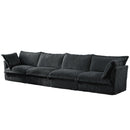 Slipcovered Long Sofa, 4 Seater Sofa with Removable Cover, Extra Deep Couch for Living Room, Corduroy Fabric Cloud Like Comfy Sofa Couch, Gray Corduroy Fabric