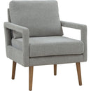 Mid-Century Armchair, 2pcs, Accent Chair with Wood Legs & Soft Cushion for Living Room, Bedroom, Home Office, Study, Grey