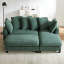 Upholstered Sectional Sofa with Movable Ottoman and Storage in Green Chenille, 83 Inch