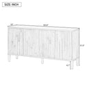 U_Style 59.8' 4-Door Sideboard,Hidden Handle,Distinctive Solid Ash Veneer Buffet with Storage, Farmhouse Sideboard TV Stand for Living Room, Hallway, Dining, Wood Office Credenza(Black)