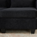 Convertible Chaise Lounge Sofa Chair Bed with USB Ports, Cup Holders & Storage, Black Corduroy, 37.4'