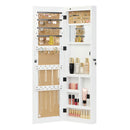 Jewelry Armoire Organizer With Full Length Mirror, Wall Mounted Lockable Cabinet With LED Light
