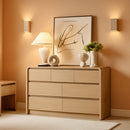 Contemporary Oak Seven Drawer Dresser With Textured Surface