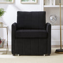 Upholstered Convertible Sleeper Sofa with 5-Position Backrest, Side Pockets, Storage, Black Chenille, 31.5'