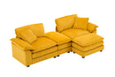 Corduroy 2-seats sofa With 2 back pillows,2 toss pillows and two ottoman,Comfy Sofa- Deep Seat Couch for Living Room,Yellow