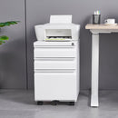 Modern 3-Drawer Mobile Filing Cabinet with Lock, White Metal Office Storage, Legal/Letter Size