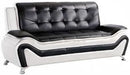 3 Piece Aldo Modern Faux Leather Sofa Set Black And White With Sofa Loveseat And Chair