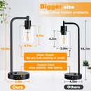 Black Industrial Touch Control Table Lamps With USB Ports