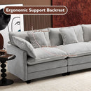 111 Inch L Shaped Modern Glam Sofa Sectional With Ottoman Cloud Foam Cushions Grey Chenille