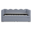 Gingham Daybed With USB Charging Port, Wave-Shaped Design