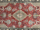 Wonderful Persian Silk Rug 5x7, Birds Floral Vases, Red, Hand Knotted Silk Fine Oriental Carpet, Handmade Vintage, Persian Qum Rug, 400 KPSI