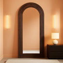 Arched Full Length Mirror 71x32 Inch Brown Solid Wood Frame