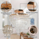 Gold Crystal Flush Mount Chandelier 30cm Ceiling Light