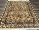 Pretty Indo Persian Rug 6x9, Allover Floral Motif with Birds, Tan/Cream, Very Fine Oriental Carpet, Hand Knotted Vintage Indian Wool Rug