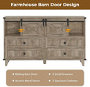 Six Drawer Dresser Rustic Oakwood Sliding BarnDoor