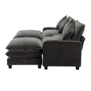 Modern Chenille Upholstered Sectional Sofa with Ottomans, USB Ports, Cup Holders, and Storage in Grey