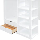 Twin Size Loft Bed with Desk, Wardrobes, 4 Drawers and 4 Shelves-White