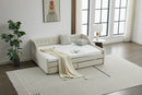 aybed Corner Bed Sofa Bed with Drawers Velvet Upholstered daybed Twin Daybed with Storage, Wood Slat Support (Beige,full,79.9'x58.2'x28.7')