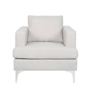 Upholstered Fabric Club Chair with Iron Legs, Beige
