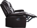 Espresso Leather Sofa Set With Manual Recliner For Living Room