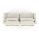 Elegant Two-Seater Chenille Fabric Sofa with Lumbar Pillows and Ergonomic Design in Beige