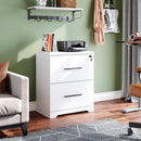 2 Drawer White Wood Lateral File Cabinet With Lock For Office Or Home Use Fits Any Desk
