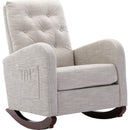 High Back Rocking Chair Nursery Chair .Comfortable Rocker Fabric Padded Seat .Modern High Back Armchair