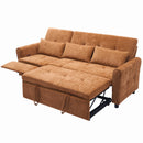 2-in-1 Sofa 82' Three-seater Sofa with Sofa Bed and Reversible Recliner, Orange Chenille