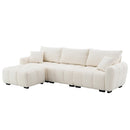 [VIDEO] 110' Modular Sectional Sofa, L Shape with Extra-large Seat, Pull-line Design, Movable Ottoman, High Density Foam, Free Combination, Sturdy Metal&Wood Frame, Boucle Fabric, 3 Colors