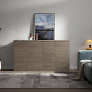 Modern Buffet Cabinet With Wave Panel Doors Large Storage