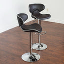 Two Brown Airlift Swivel Barstools With Chrome Base Adjustable Height 360 Degree Rotation