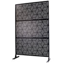 Outdoor & Indoor Privacy Screen Metal Privacy Screen 76' H×48' W, Freestanding Decorative Privacy Screen for Deck Balcony Patio, Privacy Fence Panels for Outside Lawn Garden PS116 BLACK