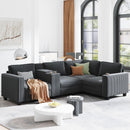 L-shaped 4-seater 105.5''*66.5'' corduroy sofa, large storage armrests with center console, USB charging, left and right seats can be switched, 2 packages of 130