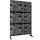 Outdoor & Indoor Privacy Screen Metal Privacy Screen 76' H×48' W, Freestanding Decorative Privacy Screen for Deck Balcony Patio, Privacy Fence Panels for Outside Lawn Garden PS119 BLACK
