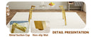 Table and chair set.71 * 35.4 inch rectangular dining table.Tempered Glass Tabletop,Golden 7-shaped Metal Table Legs.Paried With 8 Black High-quality PU Chairs With Arched Metal Legs.W1151S03301