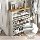 4-Layer Folding White MDF Shoe Cabinet with Metal Rounded Corners – Convenient Shoe Storage
