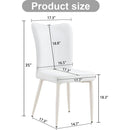 Modern minimalist dining chair, white PU leather curved back and seat cushion, white metal chair legs, suitable for dining room, bedroom, living room. A set of 2 chairs. 008